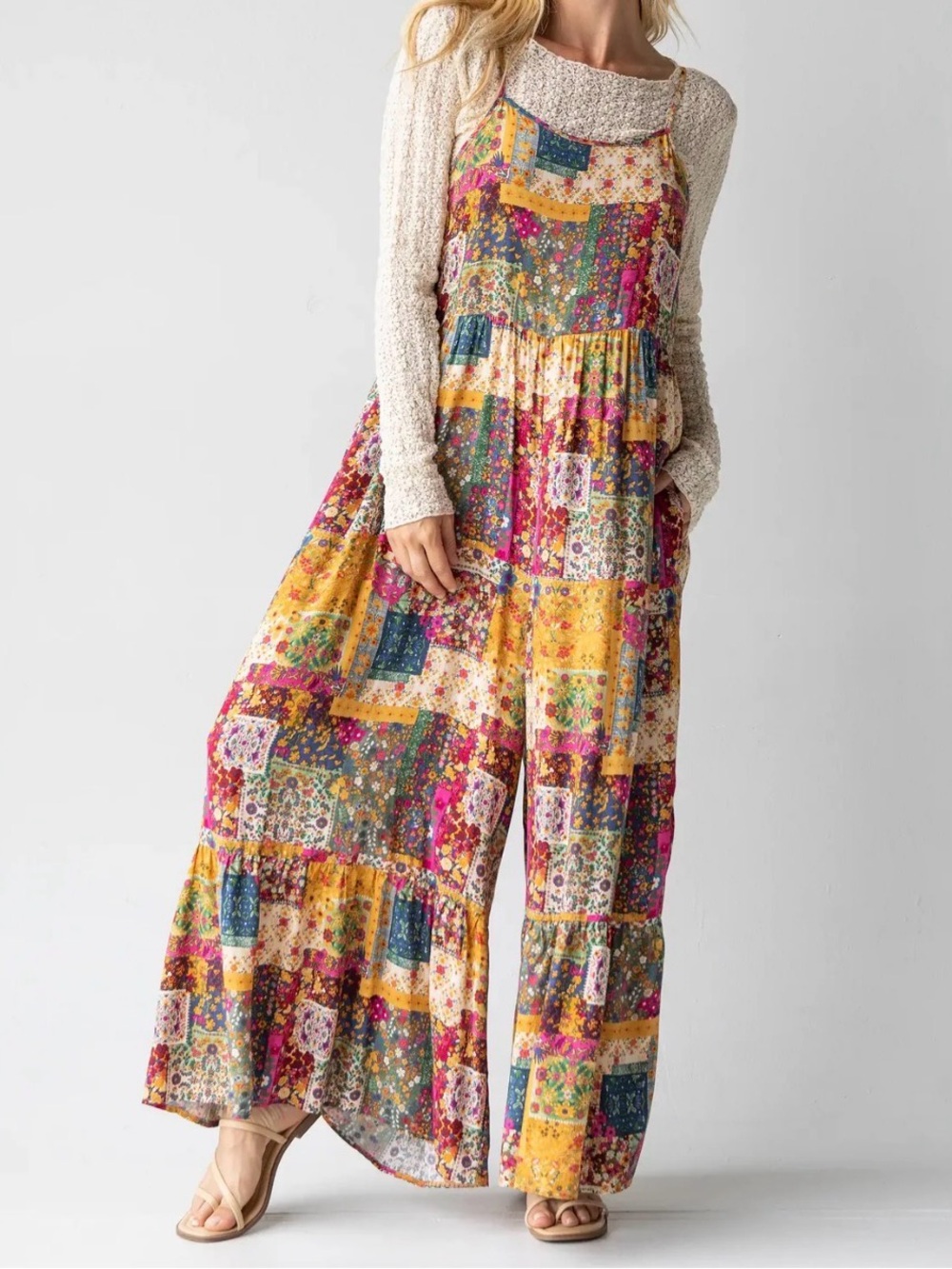 OPEN TO OFFERS!!! NATURAL LIFE Yellow Multi Floral Patchwork Jumpsuit